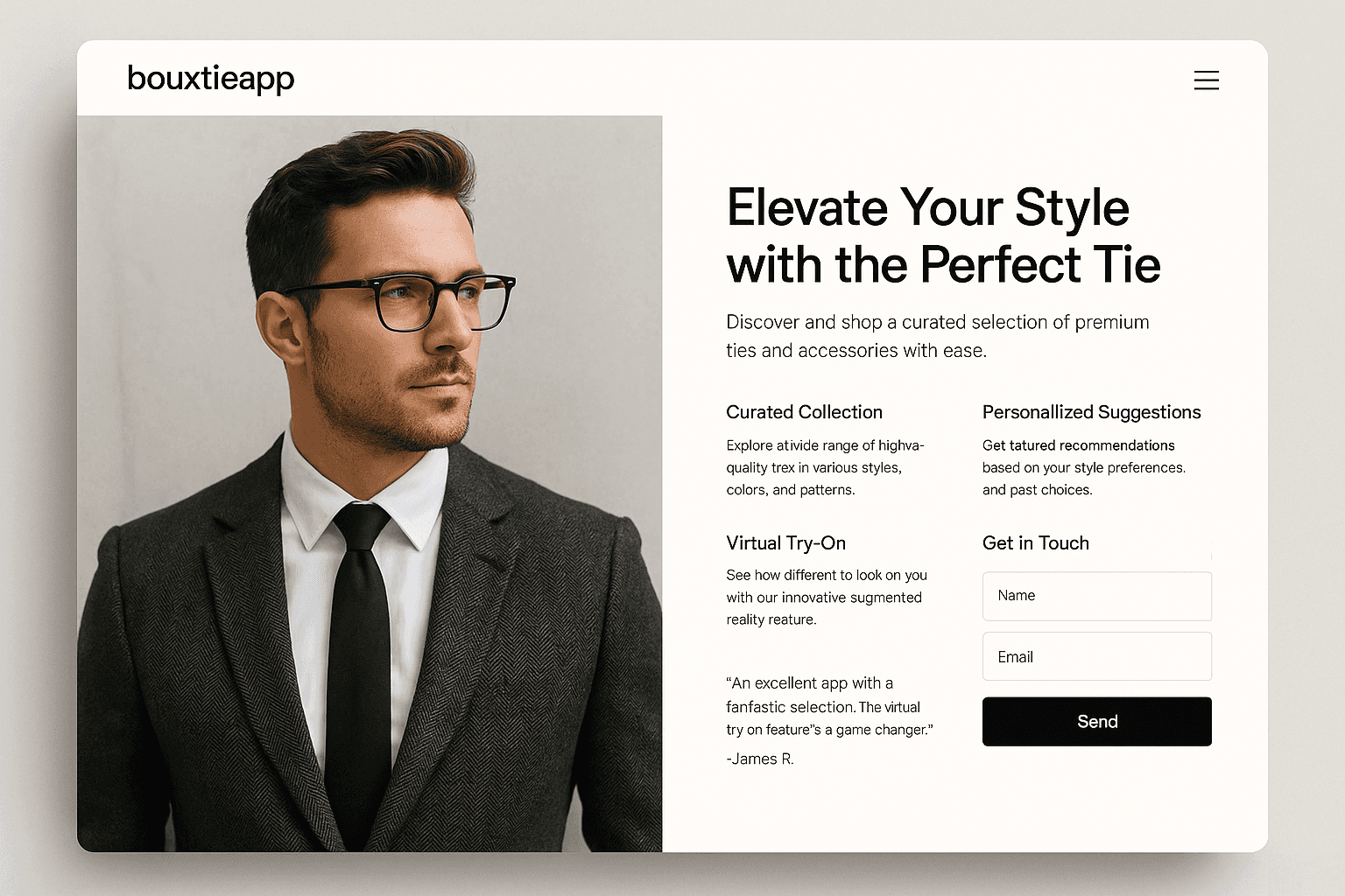 bouxtieapp.com website mockup